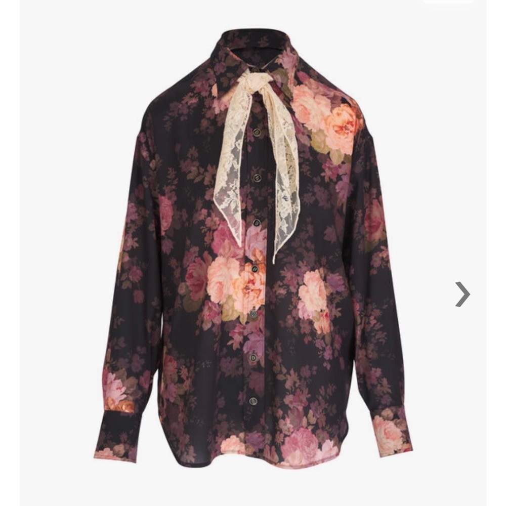 NWT Zimmermann silk floral bow blouse